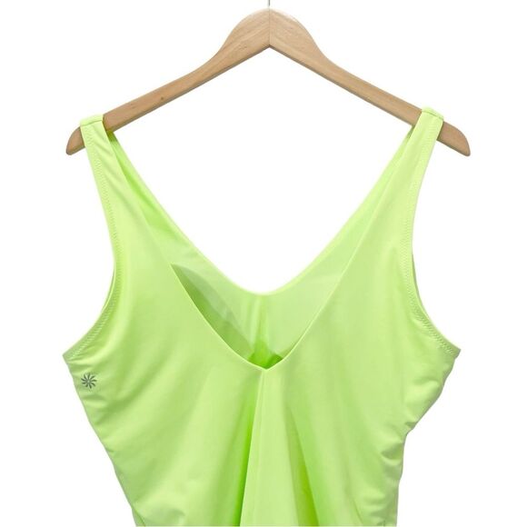 Athleta Seychelles One Piece Swimsuit Neon Lime Green Bathing Suit Size Large - Picture 6 of 13